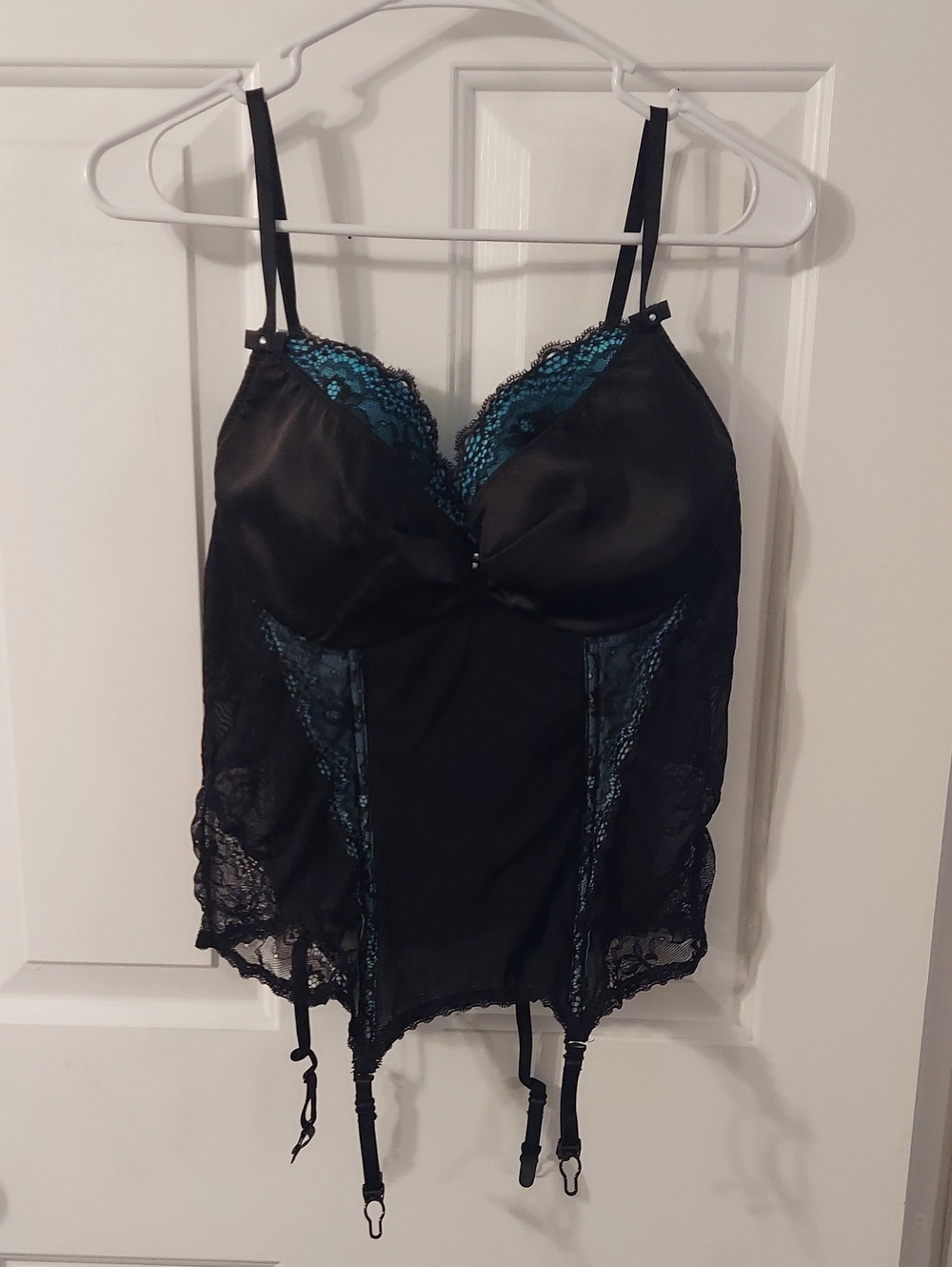 Black Chemise with Teal Lace Accents - Women's Intimates
